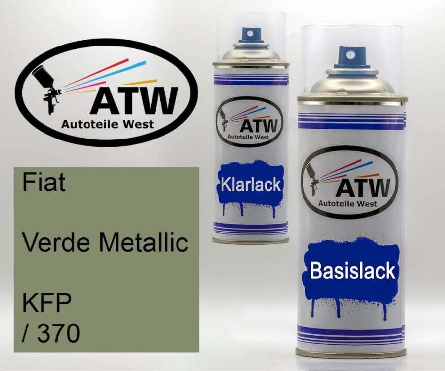 Fiat, Verde Metallic, KFP / 370: 400ml Sprühdose + 400ml Klarlack - Set, von ATW Autoteile West.